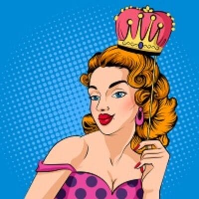Vector design of Pop art style retro lady wearing party crown